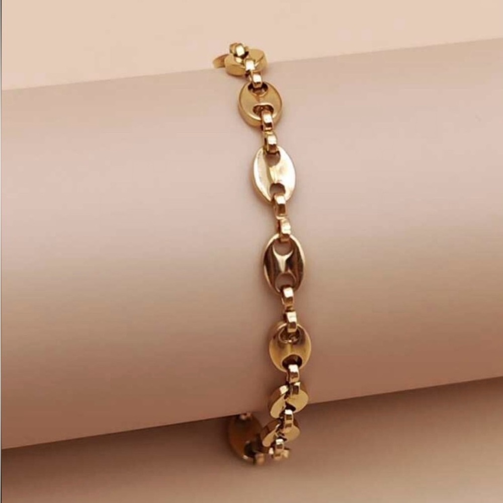 Gorgeous Trendy Bean Oval Chain Link Bracelet OS New